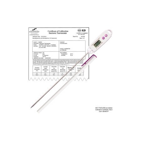 Bel-Art H-B DURAC Calibrated Electronic Stainless Steel Stem Thermometer -50/300C -58/572F 197mm Probe 609001900